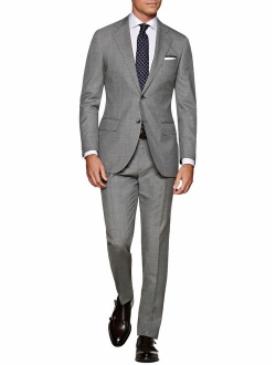 DTI GV Executive Italian Men's Two Button Wool Suit Jacket with Pant 2 Piece Set