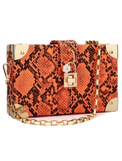 Womens Snakeskin Purse Snakeskin Handbag Ladies Snakeskin Clutch Neon Chain Bag