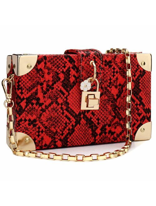 Womens Snakeskin Purse Snakeskin Handbag Ladies Snakeskin Clutch Neon Chain Bag