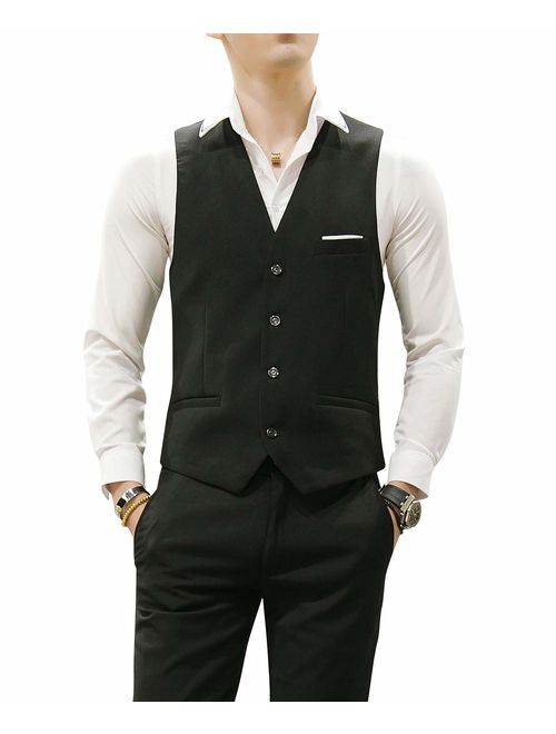 MOGU Mens Waistcoat Casual Suit Vest 18 Colors for Prom Party