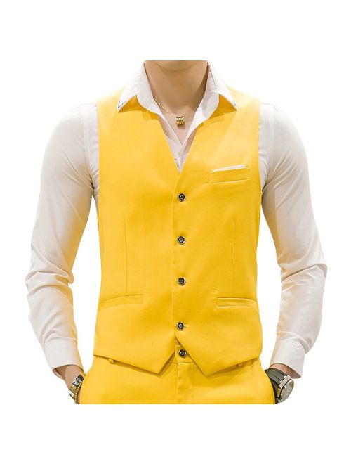 MOGU Mens Waistcoat Casual Suit Vest 18 Colors for Prom Party