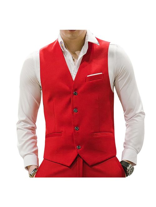 MOGU Mens Waistcoat Casual Suit Vest 18 Colors for Prom Party