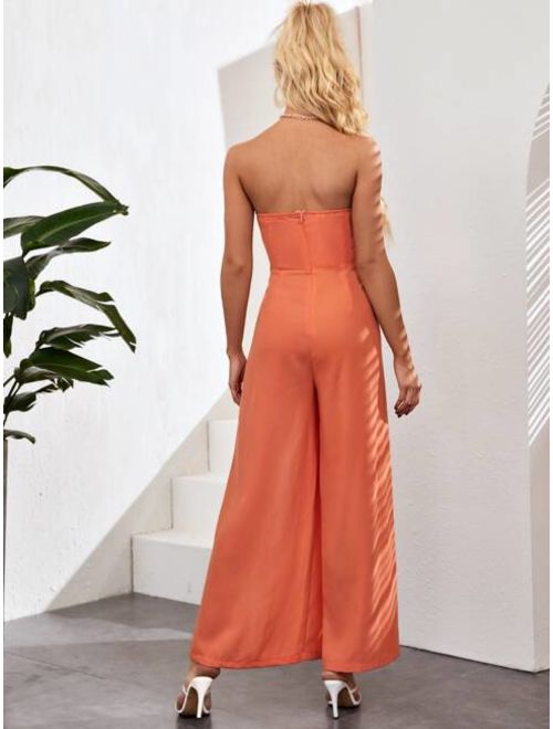 wide leg tube jumpsuit