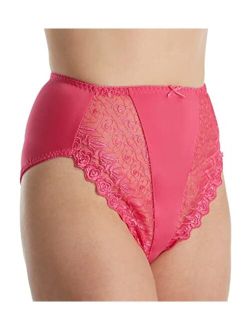 Women's Valmont 2320 Embroidered Lace and Satin Hi-Cut Brief Panties