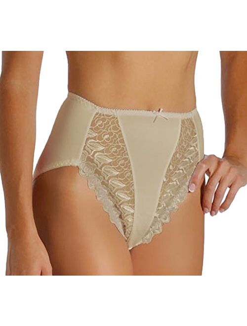 Women's Valmont 2320 Embroidered Lace and Satin Hi-Cut Brief Panties