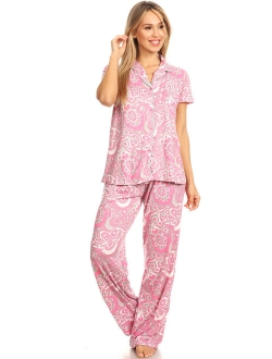 Womens Sleepwear Pajamas Set Woman Short Sleeve Button Down set