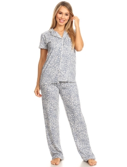 Womens Sleepwear Pajamas Set Woman Short Sleeve Button Down set