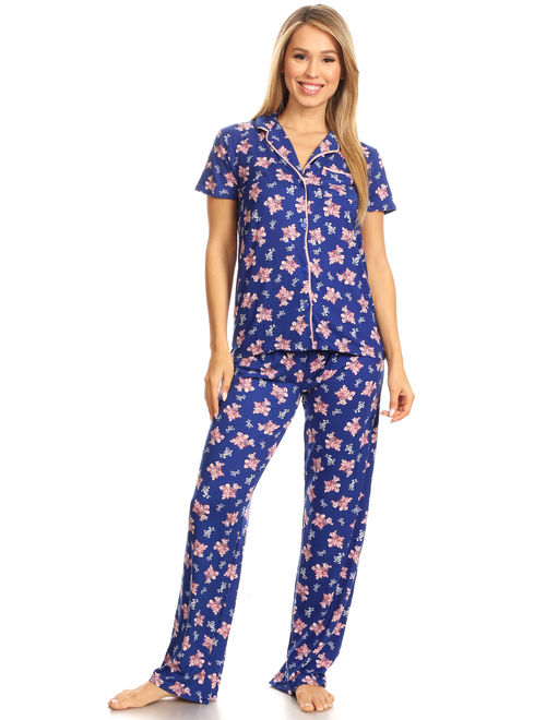 Womens Sleepwear Pajamas Set Woman Short Sleeve Button Down set