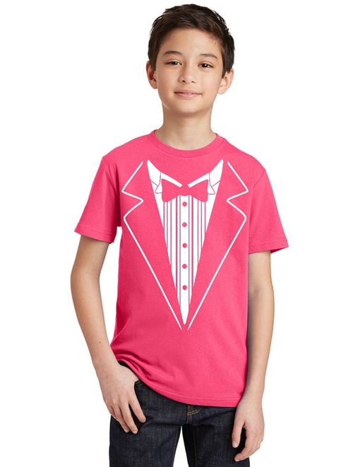 P&B Tuxedo White Funny Wedding Ceremony Party Youth T-shirt, Youth XL, Red