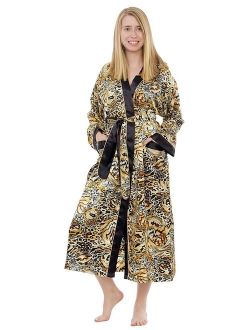 Up2date Fashion's Women's Beige Animal Print Long Robe with Pockets