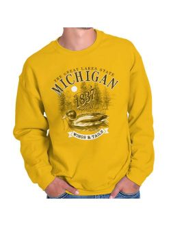 Brisco Brands Michigan Great Lakes State MI Adult Crewneck Sweatshirt