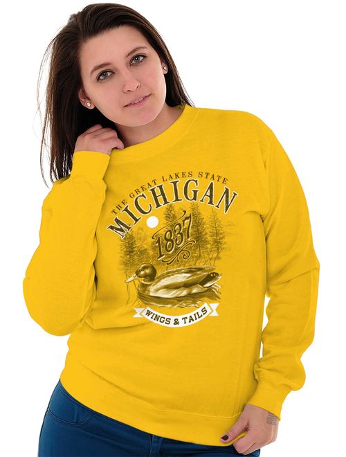 Brisco Brands Michigan Great Lakes State MI Adult Crewneck Sweatshirt