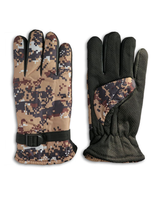 (4 Pack) Men's Winter Camouflage Warm Gloves Water Resistant Fleeced Lined