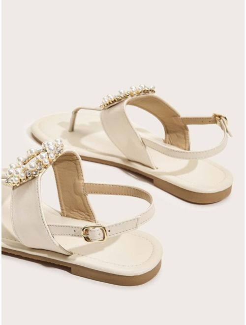 pearl toe post sandals