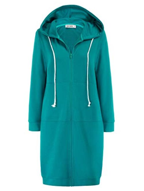 GRACE KARIN Women's Casual Pockets Zip up Hoodies Tunic Sweatshirt Long Hoodie Jacket