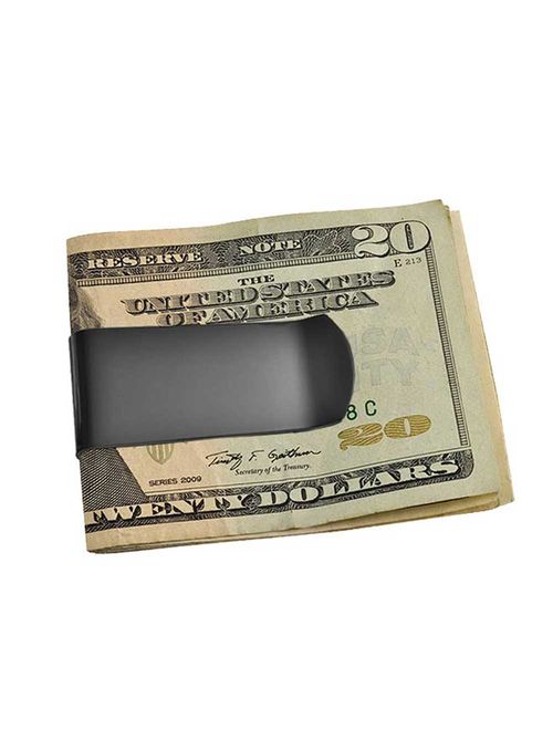 Basic Black Money Clip For Men Plain Engravable Credit Card Plated Stainless Steel