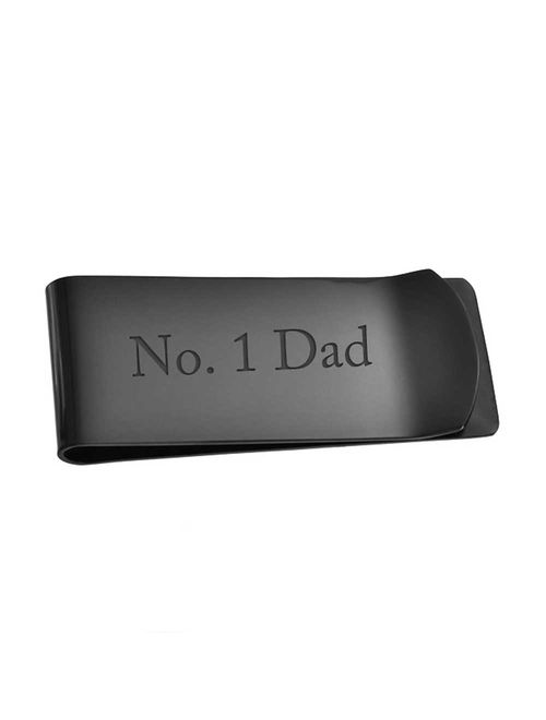 Basic Black Money Clip For Men Plain Engravable Credit Card Plated Stainless Steel