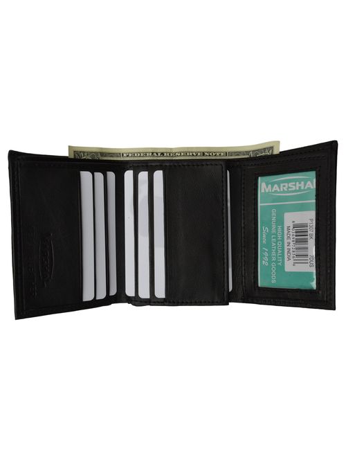 Mens Trifold Wallet Extra Capacity 10 Inside Slots 2 ID Windows P 1307