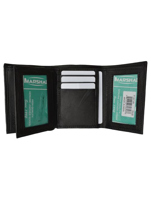 Mens Trifold Wallet Extra Capacity 10 Inside Slots 2 ID Windows P 1307