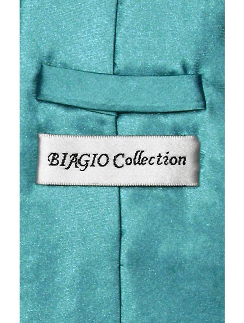 Biagio CLIP-ON NeckTie Solid TURQUOISE AQUA BLUE Color Men's Neck Tie