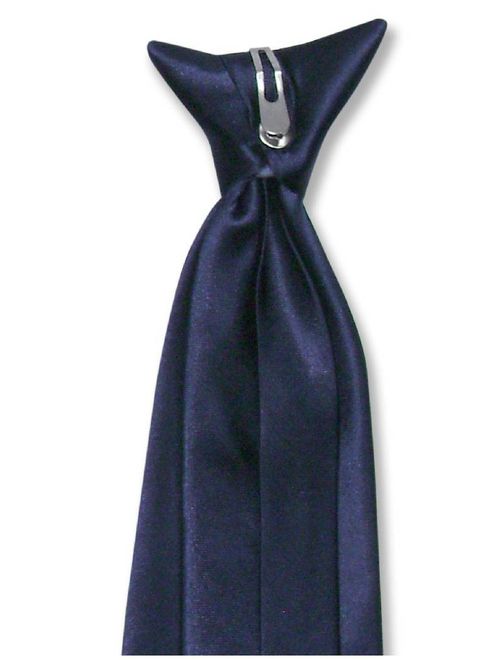 Biagio CLIP-ON NeckTie Solid NAVY BLUE Color Men's Neck Tie