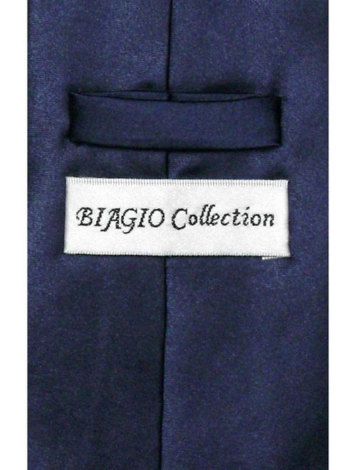 Biagio CLIP-ON NeckTie Solid NAVY BLUE Color Men's Neck Tie