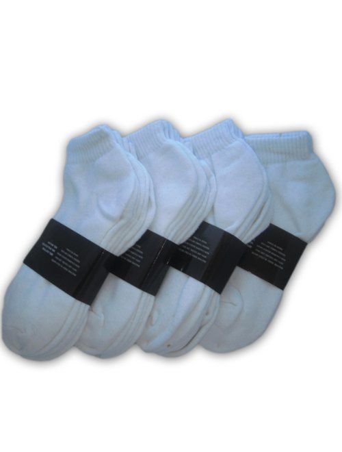 Wholesale Lot 48 Pairs Men's Sport Socks Ankle/Quarter Crew Athletic Socks (White, 9-11)