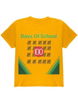 100 Days Of School Crayon Youth T Shirt Gold YMD