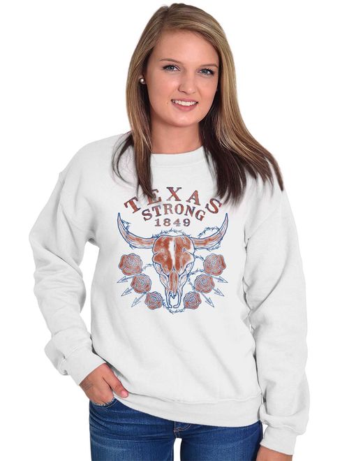 Brisco Brands Texas Strong Country Southern Adult Crewneck Sweatshirt