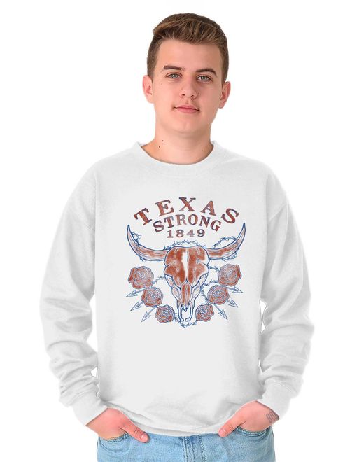 Brisco Brands Texas Strong Country Southern Adult Crewneck Sweatshirt