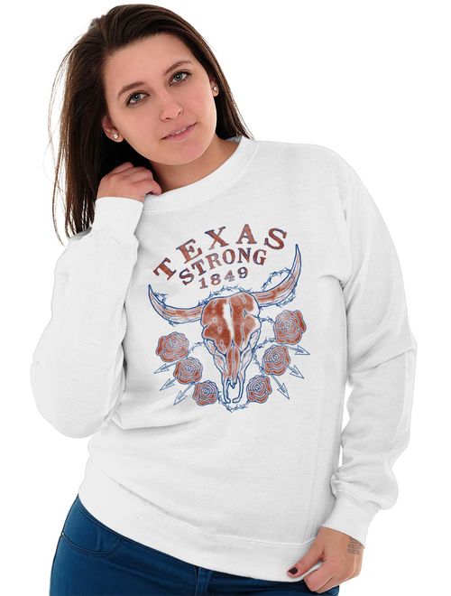 Brisco Brands Texas Strong Country Southern Adult Crewneck Sweatshirt