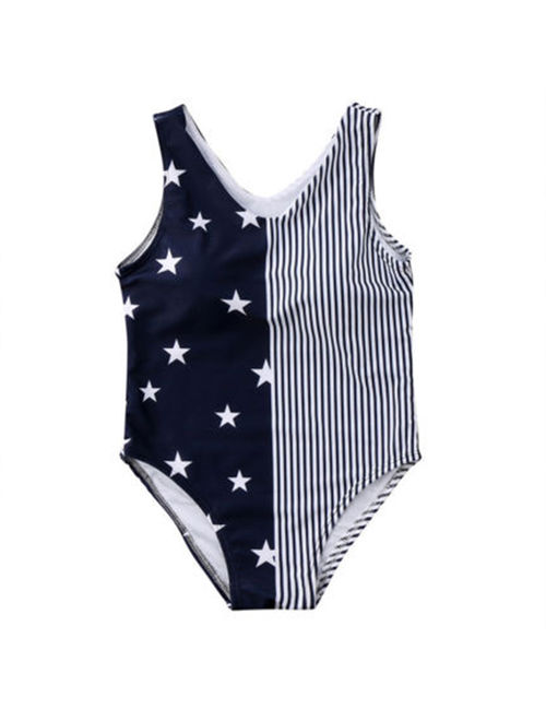 Styles I Love Mommy and Daughter Navy Blue One Piece Swimsuit American Flag Matching Holiday Bathing Suit Beach Pool Swimwear (Mom S)