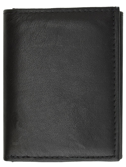 Mens Soft Leather Trifold Wallet with Vertical Card Slots and ID Window 1855 (C) Brown