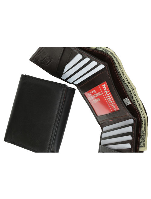 Mens Soft Leather Trifold Wallet with Vertical Card Slots and ID Window 1855 (C) Brown