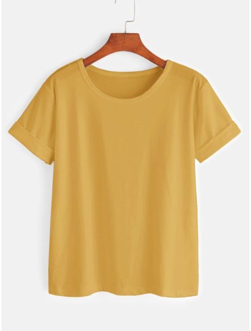 Shein Rolled Sleeve Basic Tee