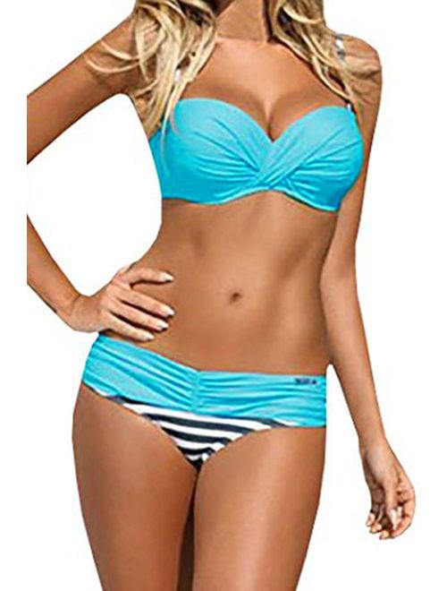 Astylish Women's Push Up Two Piece Bikini Swimsuits Padded Swimwear Bathing Suits