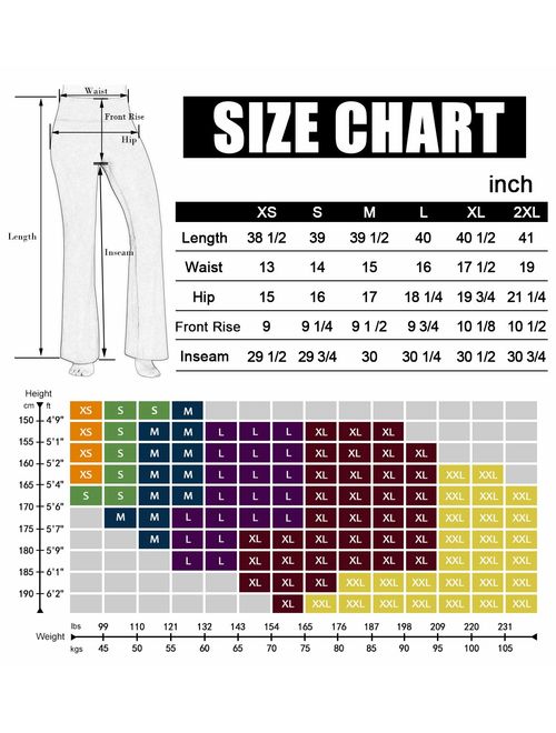 ODODOS Women's Boot-Cut Yoga Pants Tummy Control Workout Non See-Through Bootleg Yoga Pants