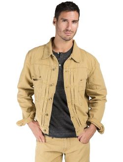 Level 7 Men's Cotton Canvas Trucker Jacket Timber Color Heavy Rugged Wash