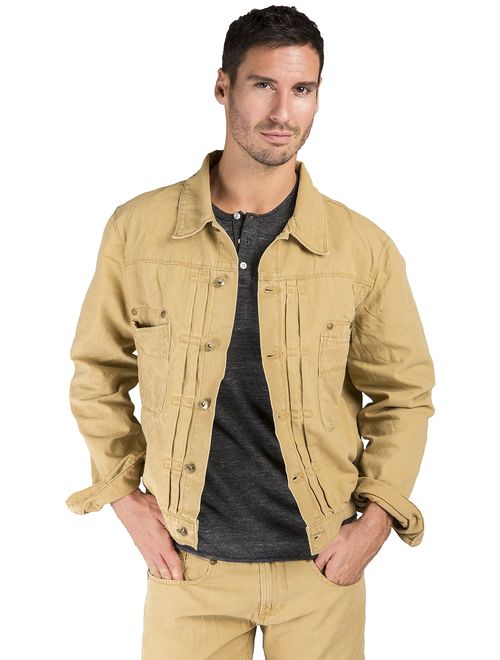 Level 7 Men's Cotton Canvas Trucker Jacket Timber Color Heavy Rugged Wash