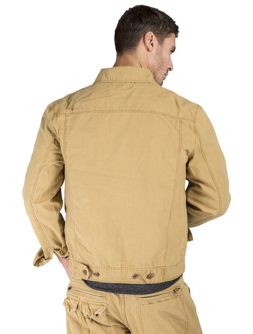 Level 7 Men's Cotton Canvas Trucker Jacket Timber Color Heavy Rugged Wash