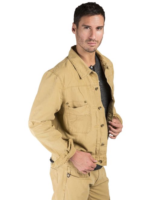 Level 7 Men's Cotton Canvas Trucker Jacket Timber Color Heavy Rugged Wash