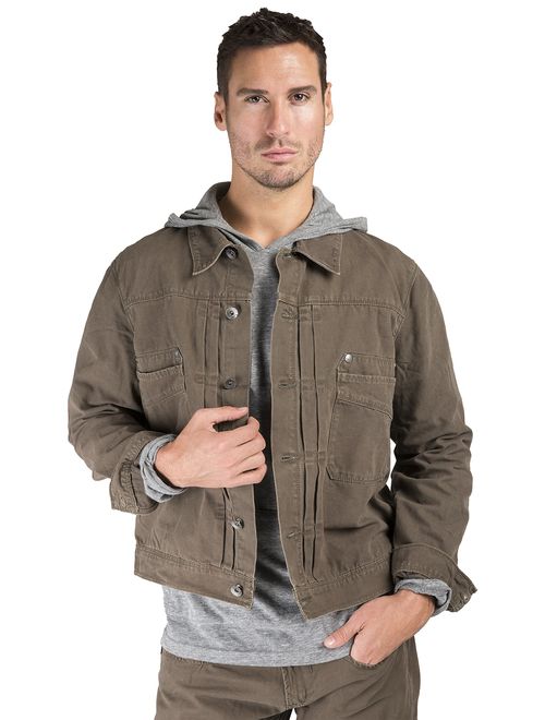 Level 7 Men's Cotton Canvas Trucker Jacket Timber Color Heavy Rugged Wash