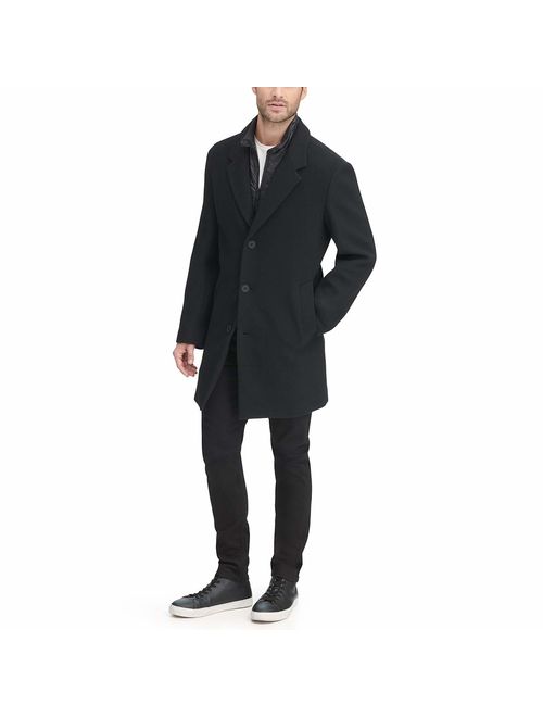 DKNY Men's Wool Blend Coat with Removable Quilted Bib