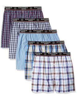 Badger Smith Men's 5 - Pack and 3 - Pack 100% Cotton Checks Multicolor Boxer Shorts