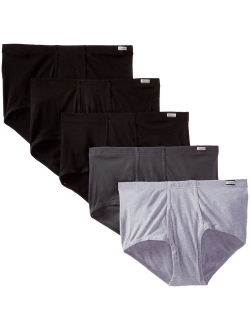 Men's Cotton Solid Elastic Waist 5-Pack Big Mid-Rise Comfortsoft Briefs