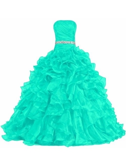 ANTS Women's Pretty Ball Gown Quinceanera Dress Ruffle Prom Dresses