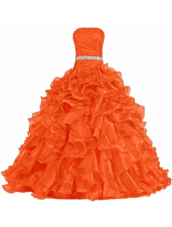 ANTS Women's Pretty Ball Gown Quinceanera Dress Ruffle Prom Dresses