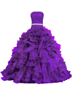 ANTS Women's Pretty Ball Gown Quinceanera Dress Ruffle Prom Dresses