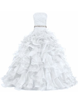 ANTS Women's Pretty Ball Gown Quinceanera Dress Ruffle Prom Dresses