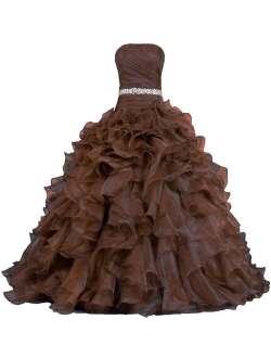 ANTS Women's Pretty Ball Gown Quinceanera Dress Ruffle Prom Dresses